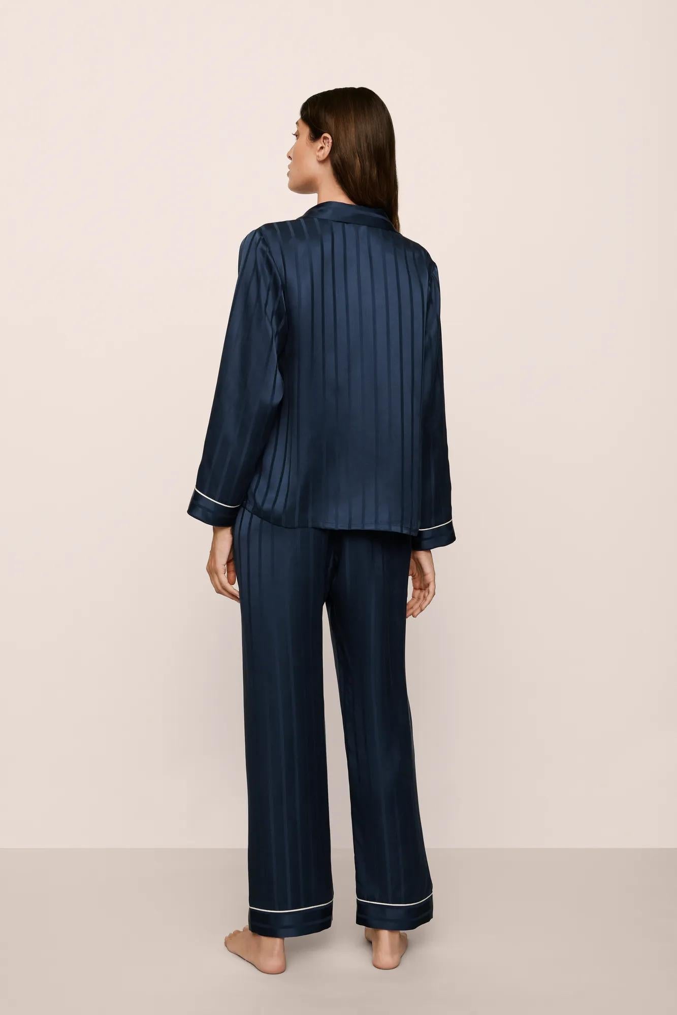 Inez Washable Silk Jacquard Long PJ Set