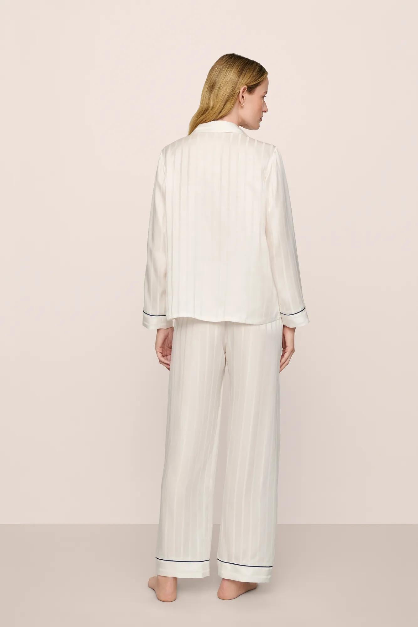 Inez Washable Silk Jacquard Long PJ Set
