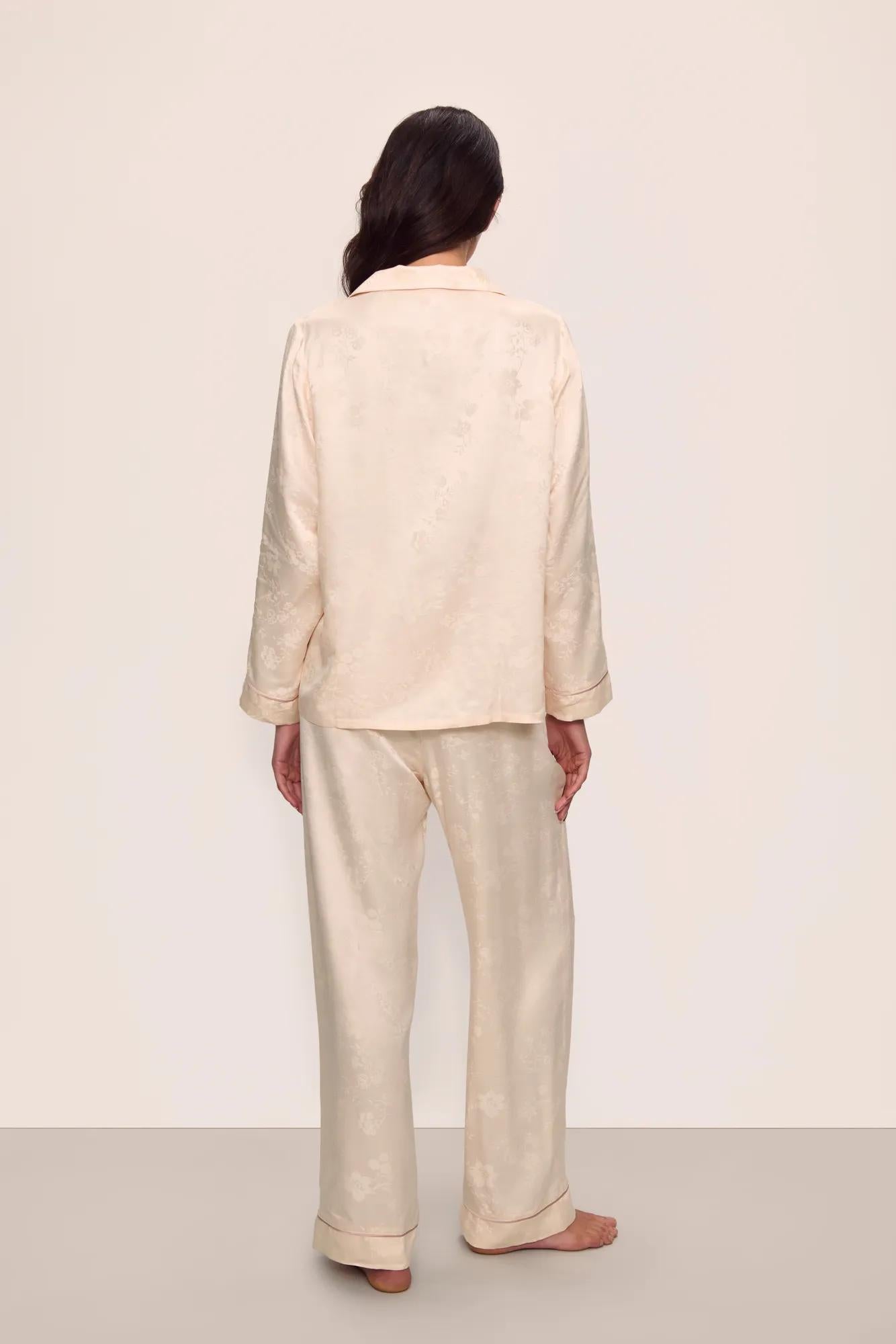 Inez Washable Silk Jacquard Long PJ Set