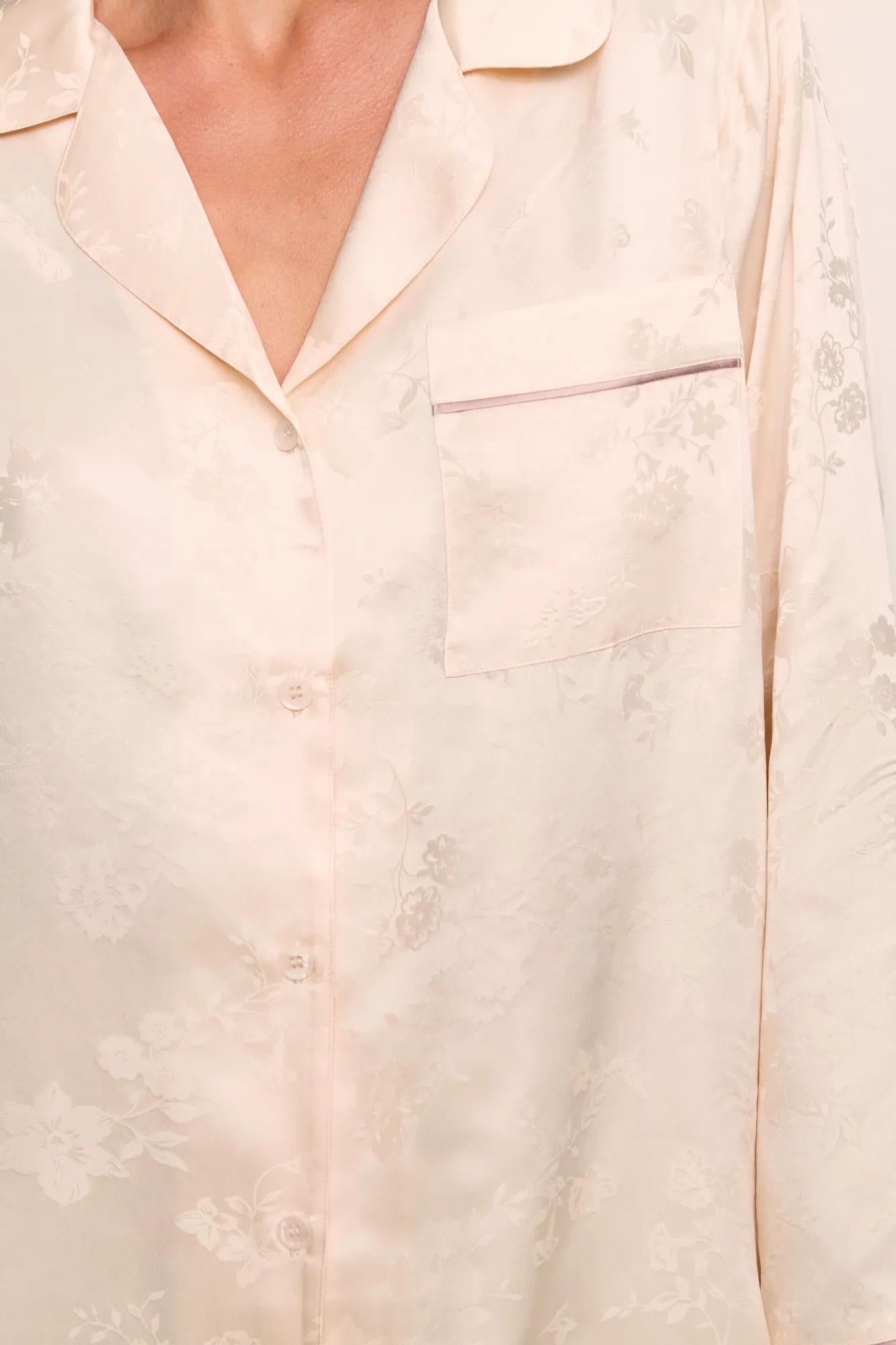 Inez Washable Silk Jacquard Long PJ Set