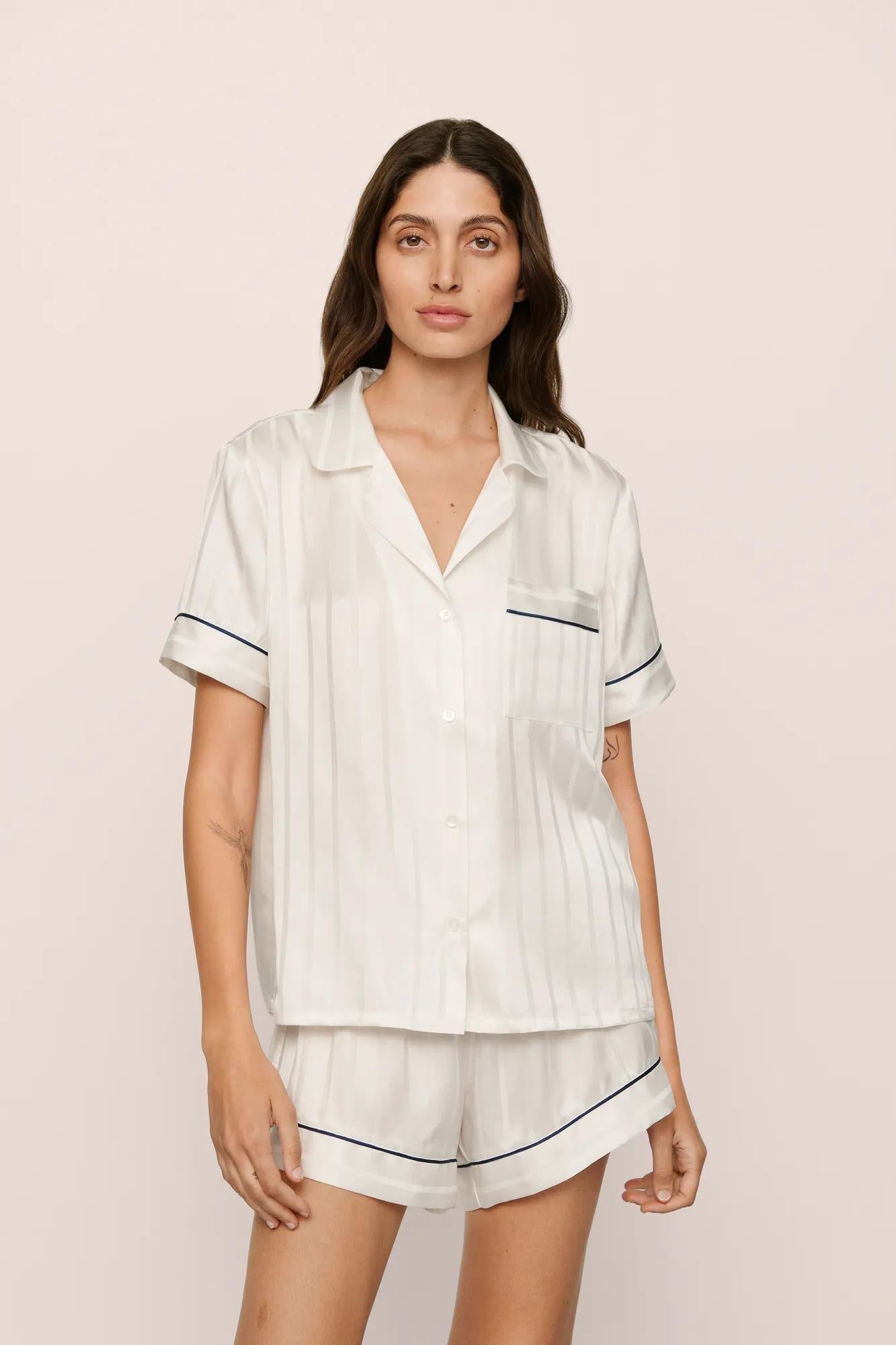 Inez Washable Silk Jacquard Short PJ Set