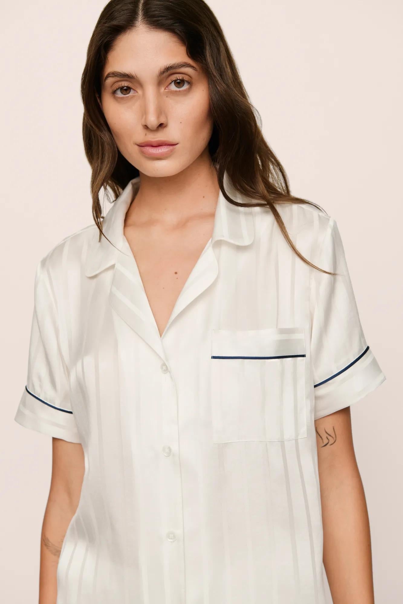 Inez Washable Silk Jacquard Short PJ Set