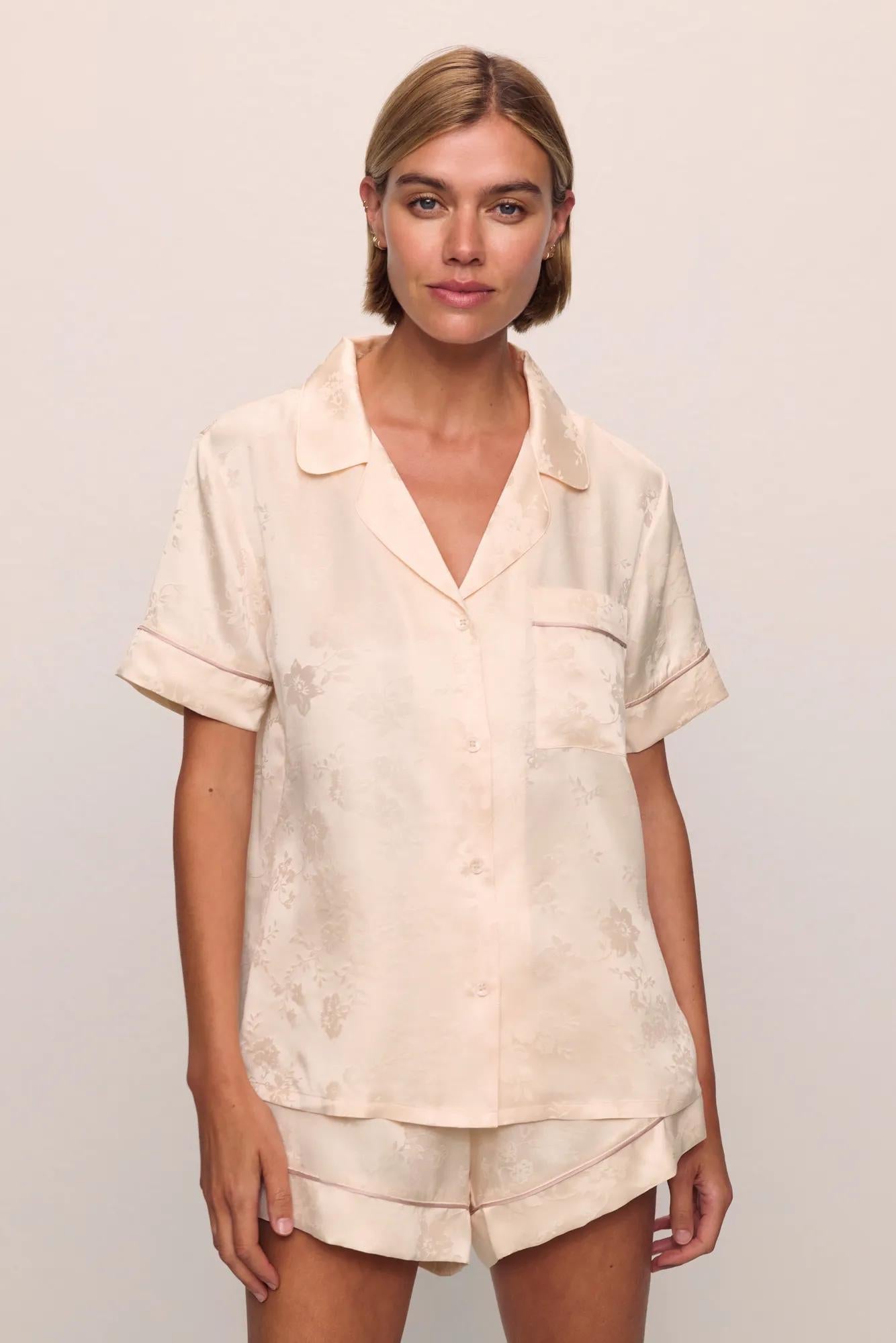 Inez Washable Silk Jacquard Short PJ Set