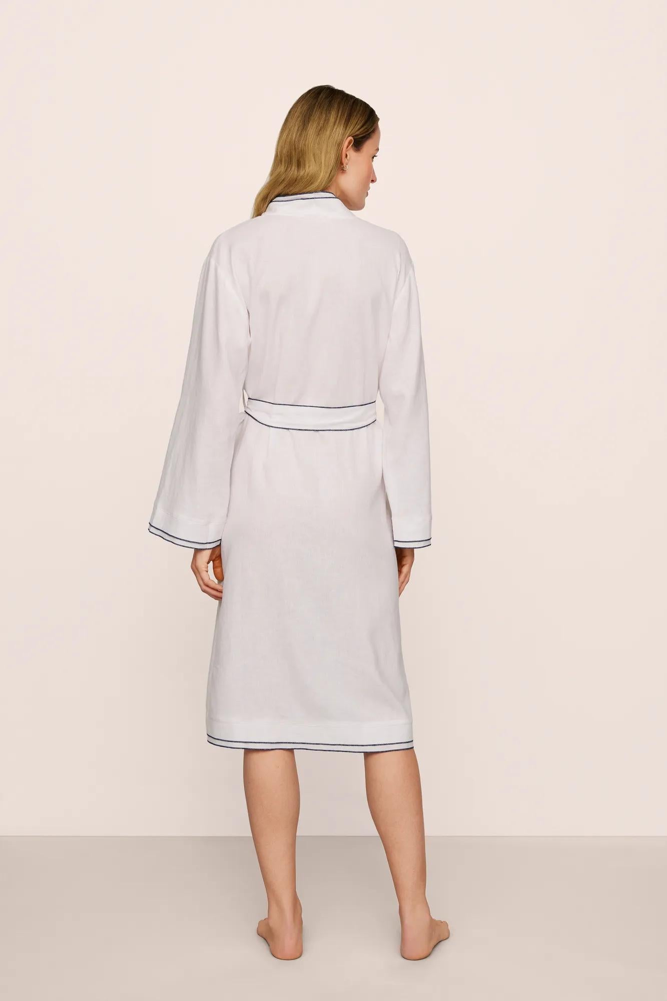 Linen Blend Long Sleeve Robe