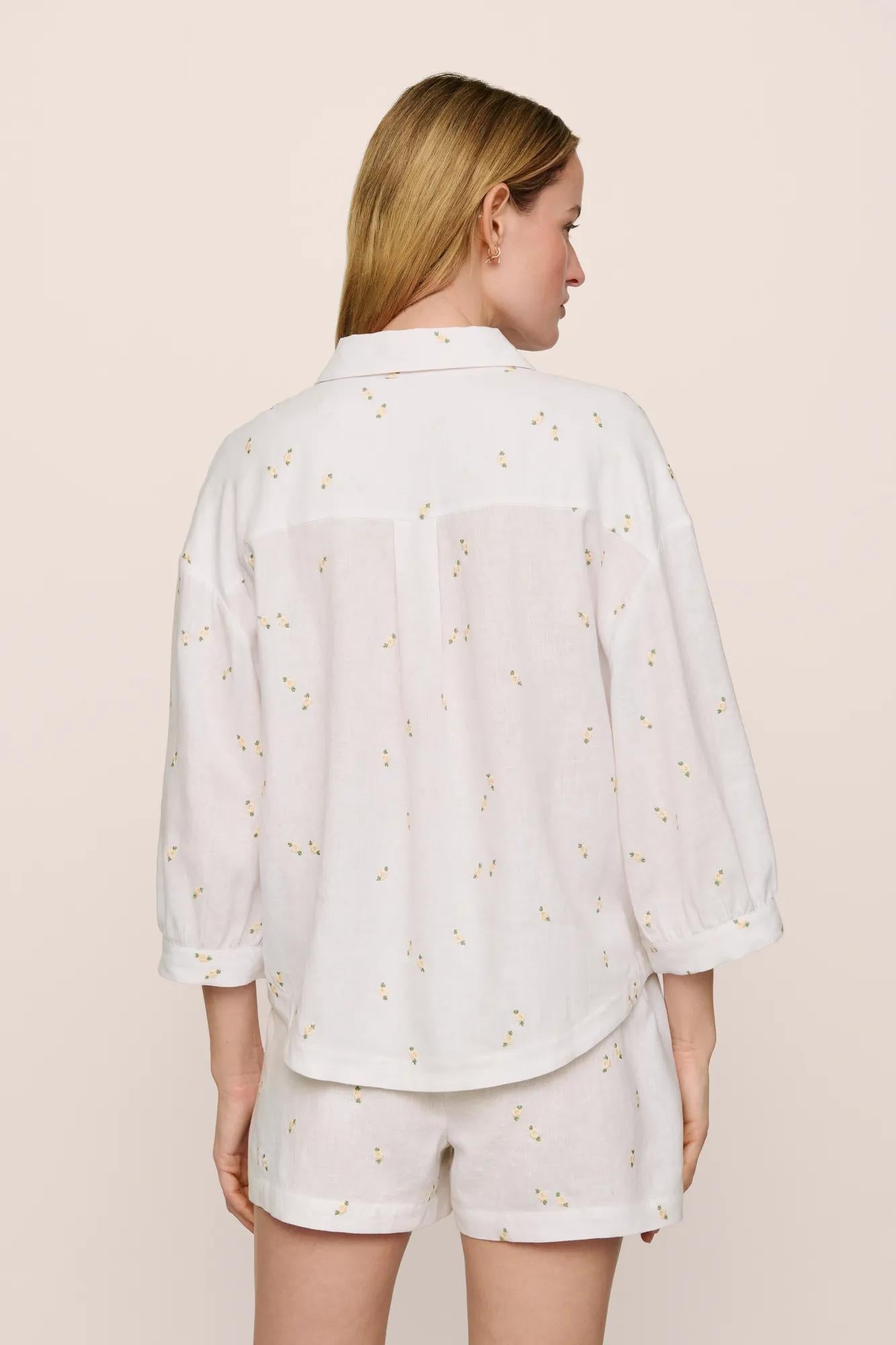 Linen Blend Relaxed Quarter Sleeve Top