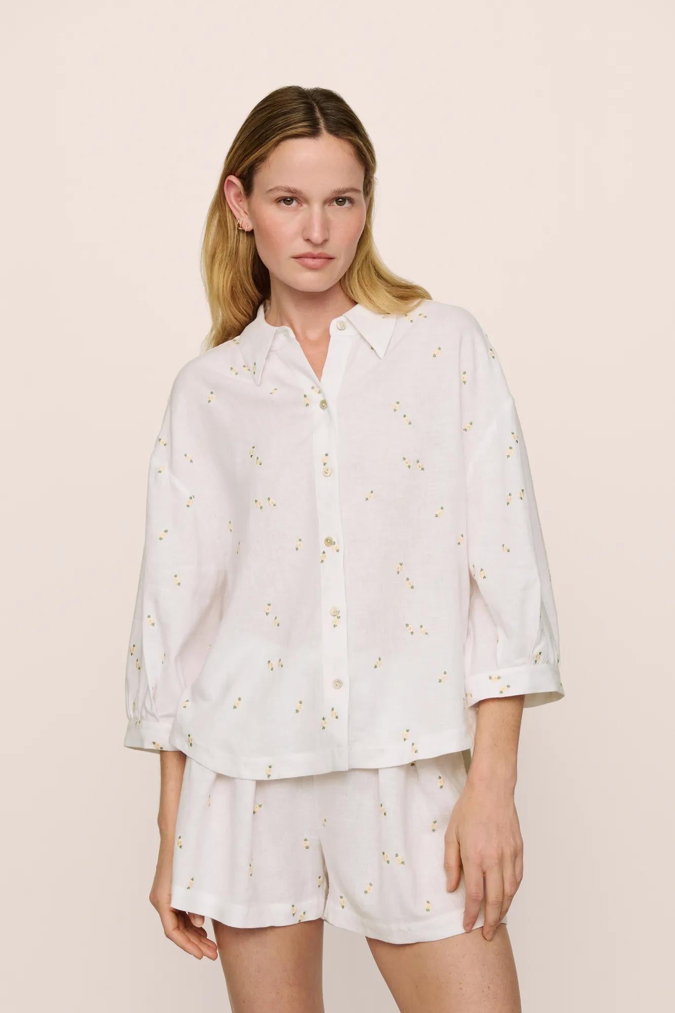 Linen Blend Relaxed Quarter Sleeve Top