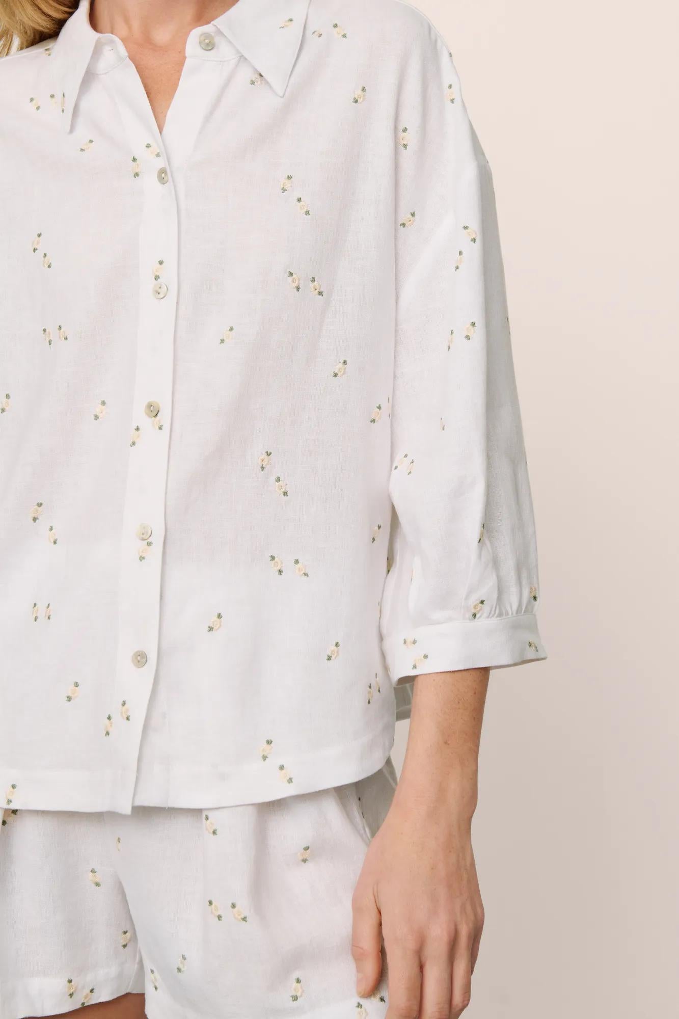 Linen Blend Relaxed Quarter Sleeve Top