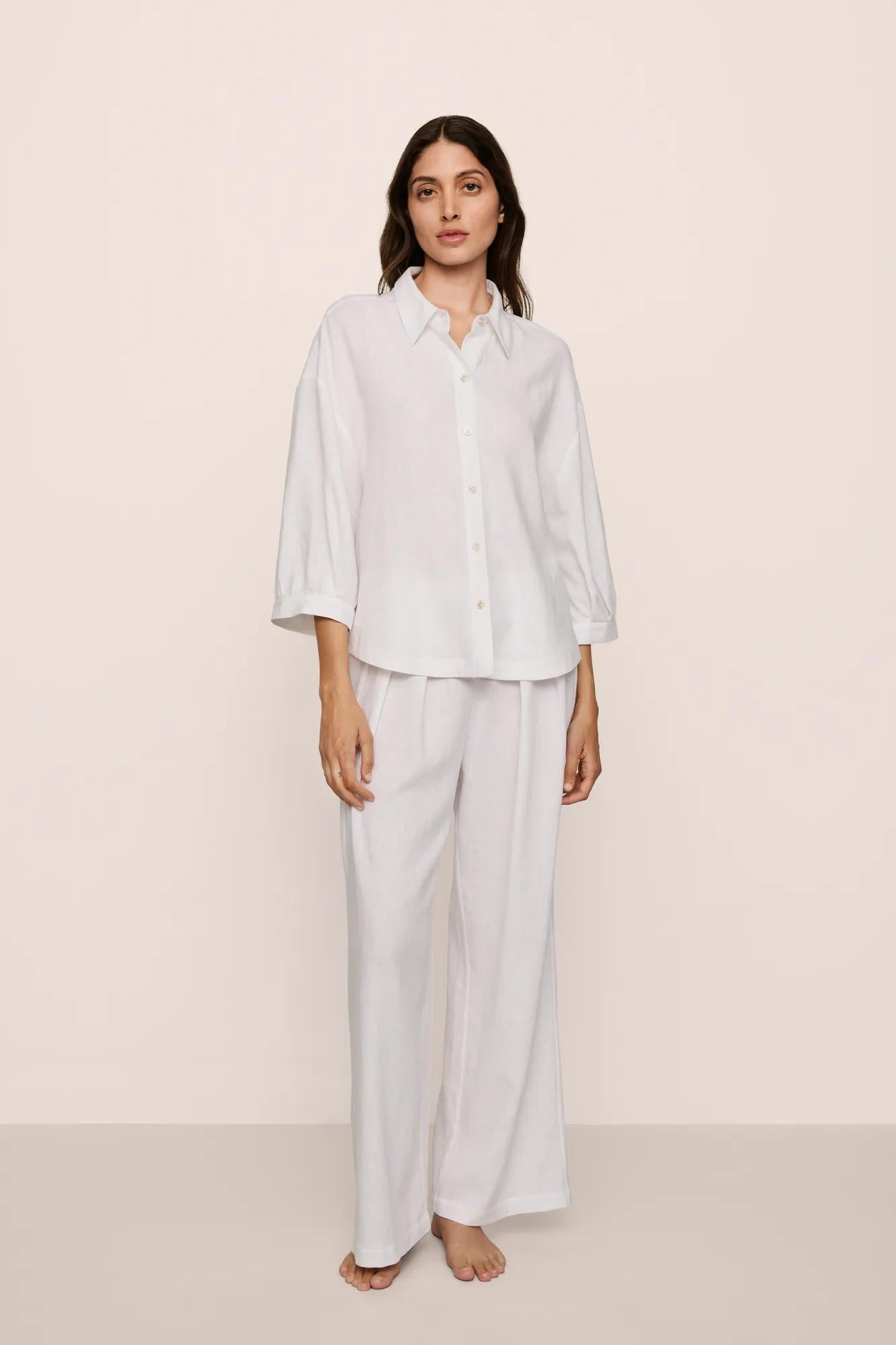 Linen Blend Relaxed Quarter Sleeve Top