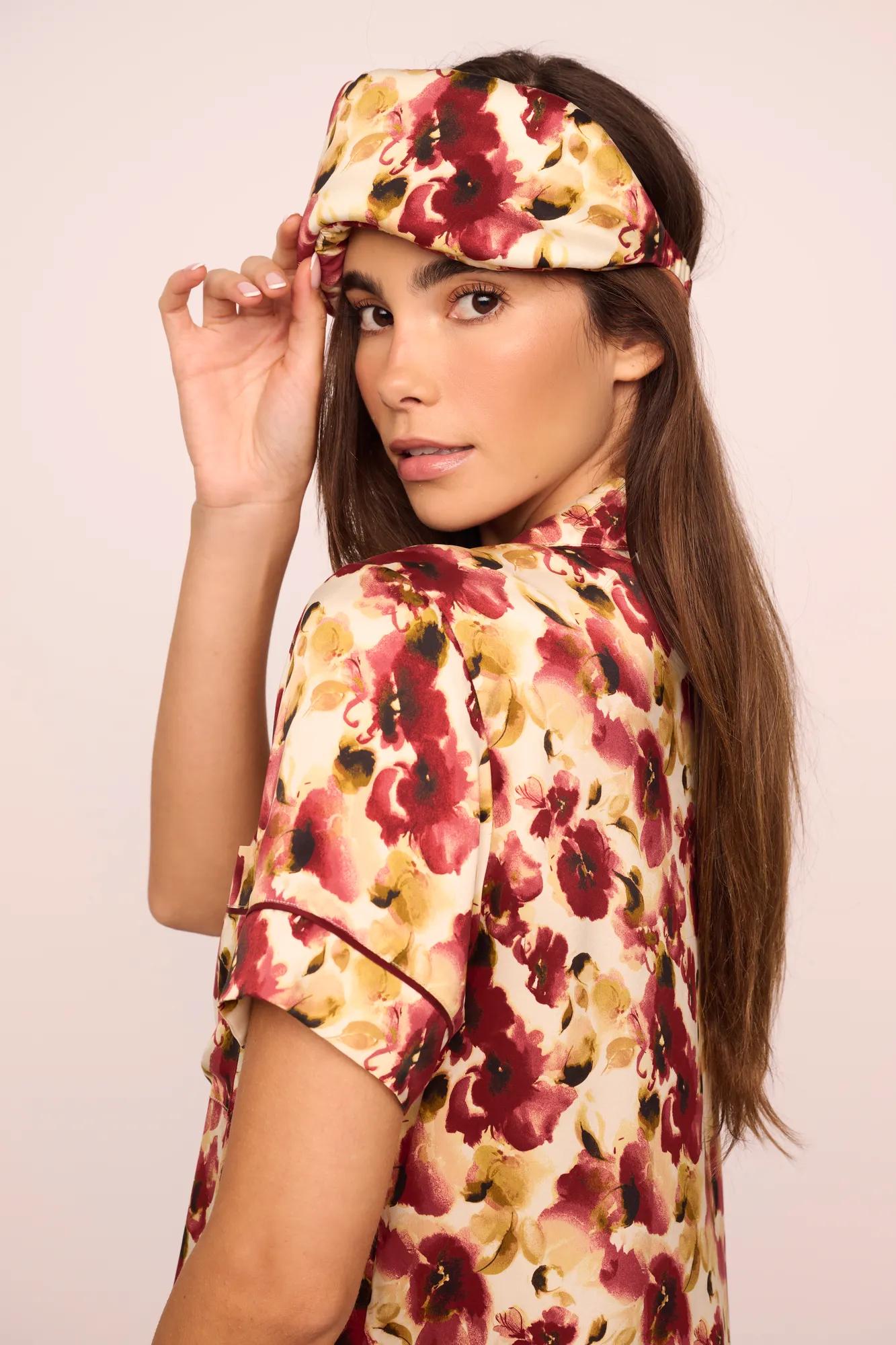 Eberjey x  Lily Aldridge - Inez Washable Silk Printed Eye Mask